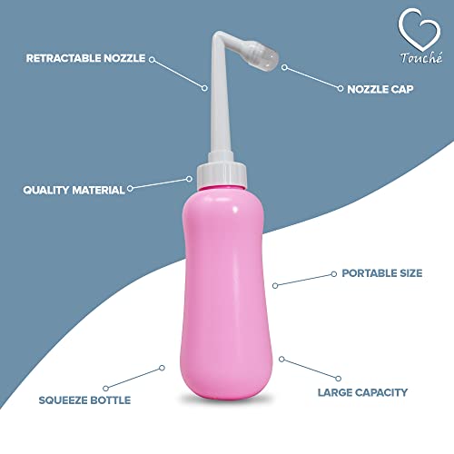 Touché Handheld Portable Bidet - Personal Empty Bottle Travel Bidet & Childbirth Cleaner - Great for Traveling, Camping, Women, Babies, Elderly - Peri Bottle Equipped with Retractable Spray Nozzle