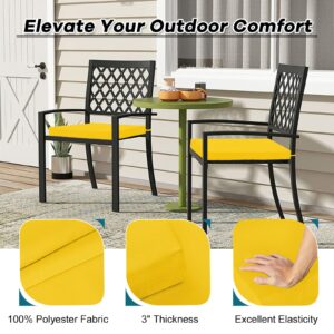 Basic Beyond Outdoor Chair Cushions for Patio Furniture, Waterproof Outdoor Cushions, Square Corner Patio Chair Cushions Set of 4 with Ties, 18.5"x16"x3", Yellow