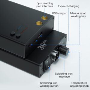 3goa Spot Welder with Soldering Iron, 11000mAh Soldering Iron Kit Electronics, Adjustable Temperature Welding Tool, Portable Spot Welding Equipment for DIY 18650 Battery, Soldering Iron Stand