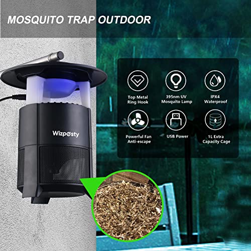 Wizpesty Insect Traps Light, Catch Flying Insect, Fruit Flies Killer, Catcher & Killer for Fruit Fly Gnats Mosquitos Indoor and Outdoor, Waterproof IPX4, USB Powered with 5pcs Sticky Glue