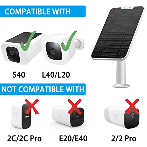 4W Solar Panel Charging Compatible with Eufy Solocam S40/L40/L20/3/3C Only, with 13.1ft Waterproof Charging Cable, IP65 Weatherproof,Includes Secure Wall Mount(Type-c Connector)(3-Pack)