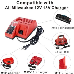 ANOPIW M18 & M12 Rapid Charger Replacement for Milwaukee 48-59-1812 12V&18V XC Lithium Ion Battery 48-11-1828 48-11-1850 48-11-1815 48-11-1840