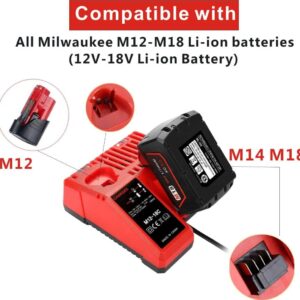 ANOPIW M18 & M12 Rapid Charger Replacement for Milwaukee 48-59-1812 12V&18V XC Lithium Ion Battery 48-11-1828 48-11-1850 48-11-1815 48-11-1840
