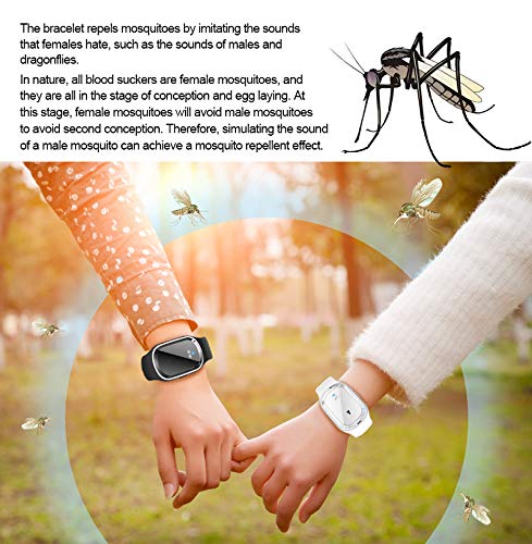 Mosquito Repellent Bracelet, Ultrasonic Mosquito Repellent Bracelet Electronic Watch with Clock Function USB Rechargeable Anti Mosquito Repeller Wristband (2 Pack, White)