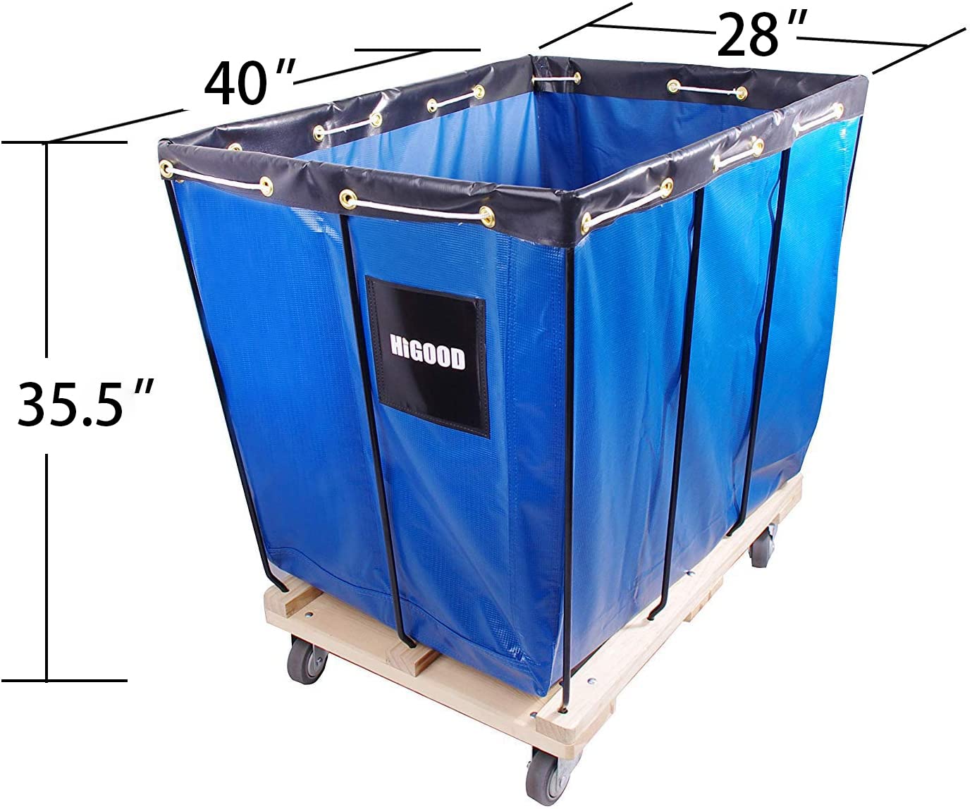 HIGOOD Basket Trucks,Service Carts Blue 16 Bushel Knock Down Truck,Carts, 20.0 cu. ft, 600 lb, 40" L X 28" W X 35.5" H Capacity