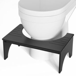pheehong toilet stool poop squat stool for adults and kids bamboo 7" foot potty step stool for bathroom squatting position can relieve intestinal pressure and help defecation (black)