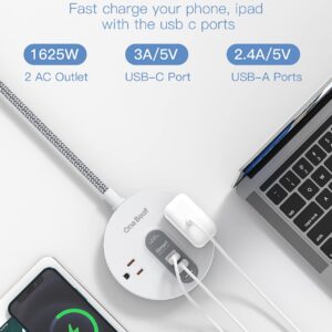 Power Strip Surge Protector with USB, Widely AC Outlet Extension Cord Flat Plug Desktop Charging Station