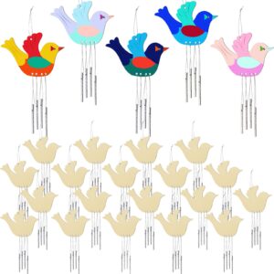 Bird Wooden Wind Chime Bird Wind Chime Wood Windchimes Outdoors Decorative Wooden Hanging Wind Chime for Kids Girls Boys Gifts Outdoor Garden Patio Balcony Arts and Crafts Decoration (16)