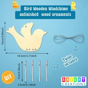 Bird Wooden Wind Chime Bird Wind Chime Wood Windchimes Outdoors Decorative Wooden Hanging Wind Chime for Kids Girls Boys Gifts Outdoor Garden Patio Balcony Arts and Crafts Decoration (16)