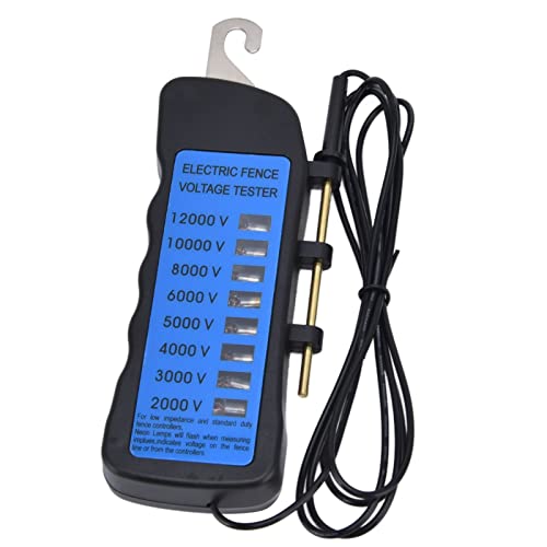 Electric Fence Voltage Tester, 12KV Neon Fault Finder 2000 to 12000V 8 Neon Indicator Lights Waterproof Fence Tester for Farms