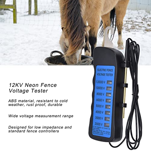 Electric Fence Voltage Tester, 12KV Neon Fault Finder 2000 to 12000V 8 Neon Indicator Lights Waterproof Fence Tester for Farms