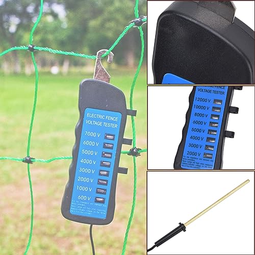 Electric Fence Voltage Tester, 12KV Neon Fault Finder 2000 to 12000V 8 Neon Indicator Lights Waterproof Fence Tester for Farms