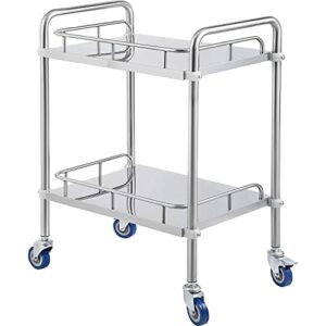 lesolar lab rolling cart 2 layer medical utility cart with 360° rotate wheels mobile clinic cart laboratory equipment rolling cart 24''lx16''wx34''h (2 layer)