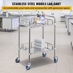 Lesolar Lab Rolling Cart 2 Layer Medical Utility Cart with 360° Rotate Wheels Mobile Clinic Cart Laboratory Equipment Rolling Cart 24''Lx16''Wx34''H (2 Layer)