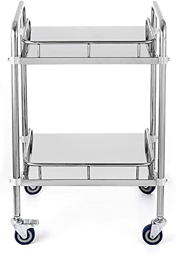 Lesolar Lab Rolling Cart 2 Layer Medical Utility Cart with 360° Rotate Wheels Mobile Clinic Cart Laboratory Equipment Rolling Cart 24''Lx16''Wx34''H (2 Layer)