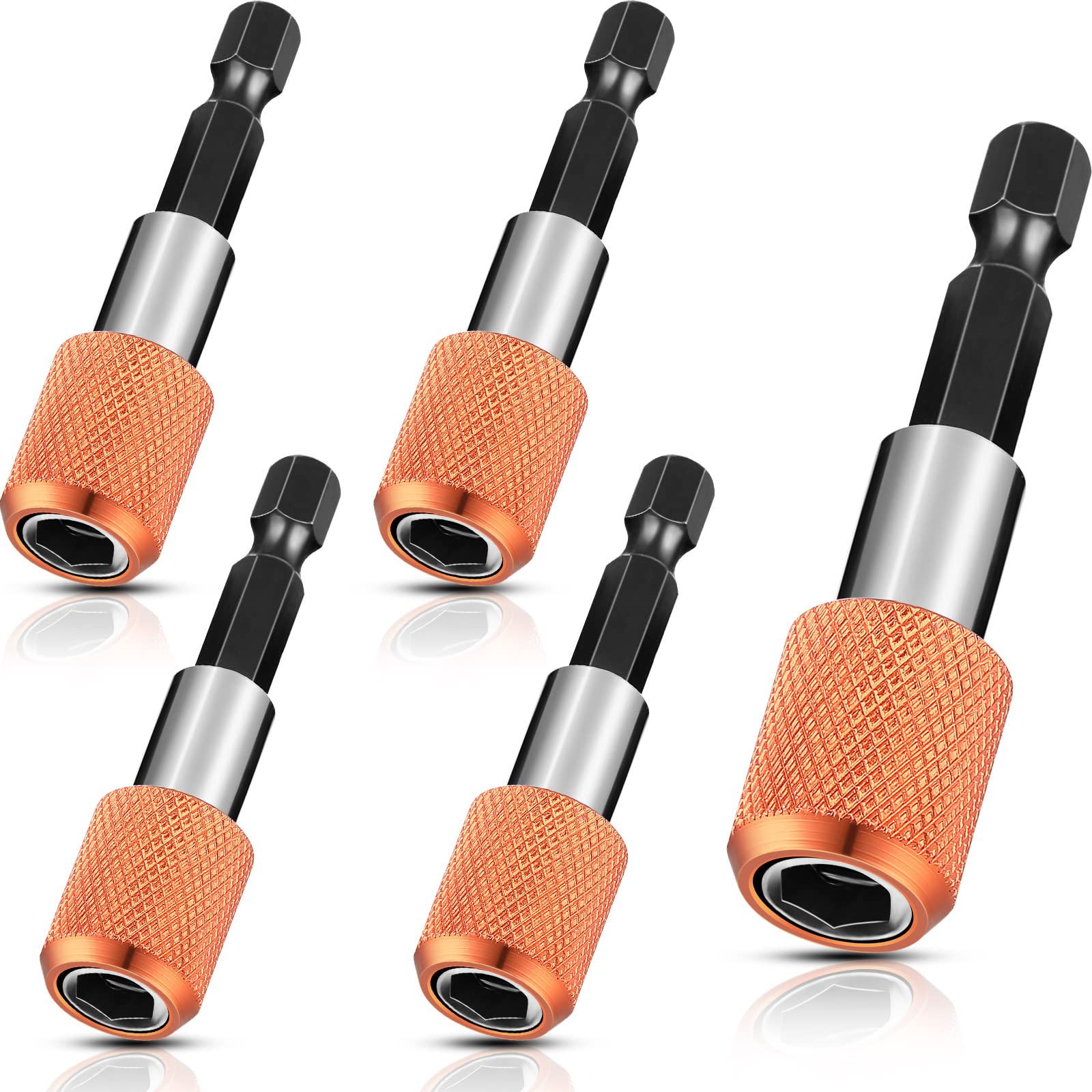 5 Pack Flexible Drill Bit Extension 1/4 Inch Magnetic Drill Bit Holder Tool Kit Hex Shank Quick Release Impact Driver Bit Set Magnetic Bit Holder Bar Socket Chuck Adapter for Nuts Screws