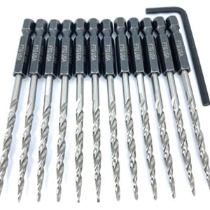 FTG USA Countersink Drill Bit Set 3 Pc #6 (9/64") Wood Countersink Drill Bit Pack Same Size Set with 12 Replacement Bits #6 (9/64") Tapered Countersink Bit, with 1 Hex Wrench,