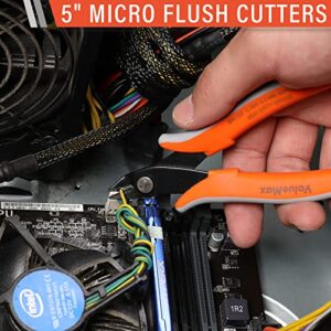 ValueMax Flush Wire Cutters, 3 Pack 5 Inch Precision Micro Cutter Anti-Slip Flush Cut Pliers, Diagonal Side Cutters for Electronics, Aluminum, Jewelry, 3D Printing, and Soft Copper Wire