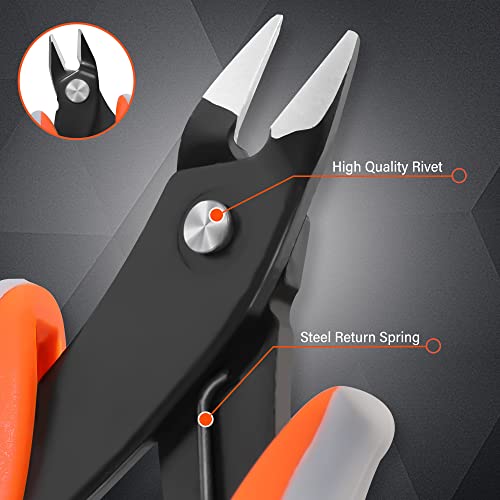 ValueMax Flush Wire Cutters, 3 Pack 5 Inch Precision Micro Cutter Anti-Slip Flush Cut Pliers, Diagonal Side Cutters for Electronics, Aluminum, Jewelry, 3D Printing, and Soft Copper Wire