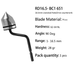 Deburring Countersink Tool Set, Askwhy RD16.5-BC1651 Countersink Hand Reamer, Great Burr Remover Hand Tool for Wood, Plastic, Aluminum, Copper and Steel (Countersink Blade Only)