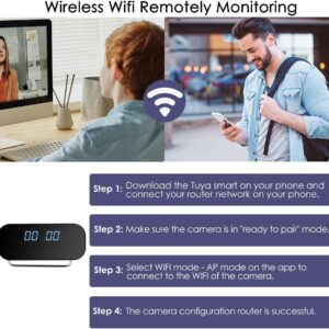 Hidden Camera Detector 1080P WiFi Security Nanny Cam with Motion Detection, 1080P Clock for Home Office