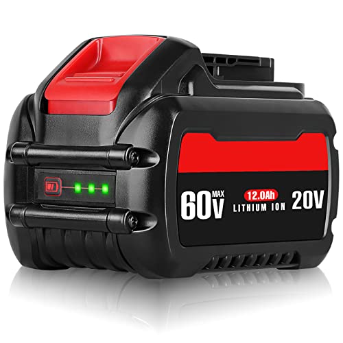 JIALIPOK DCB606 12.0Ah Replacement for Dewat Flex Volt 20V/60V MAX Battery, Compatible with Dewat 20V/60V MAX DCB606-2 DCB609 DCB612 DCB200 Cordless Power Tools Lithium-Ion Batteries and Chargers