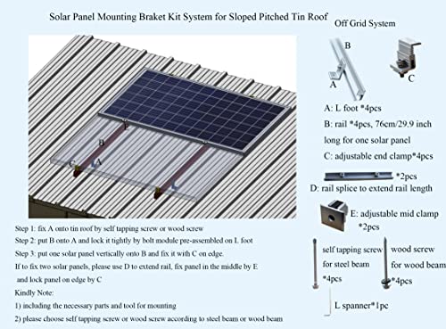 CMYYANGLIN Solar Panel Mounting Braket Kit System for Sloped Pitched Tin Roof