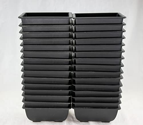 30 Rectangular Black Plastic Bonsai Training Pot, Cactus & Succulent Planter - 5"x 3.5"x 2"