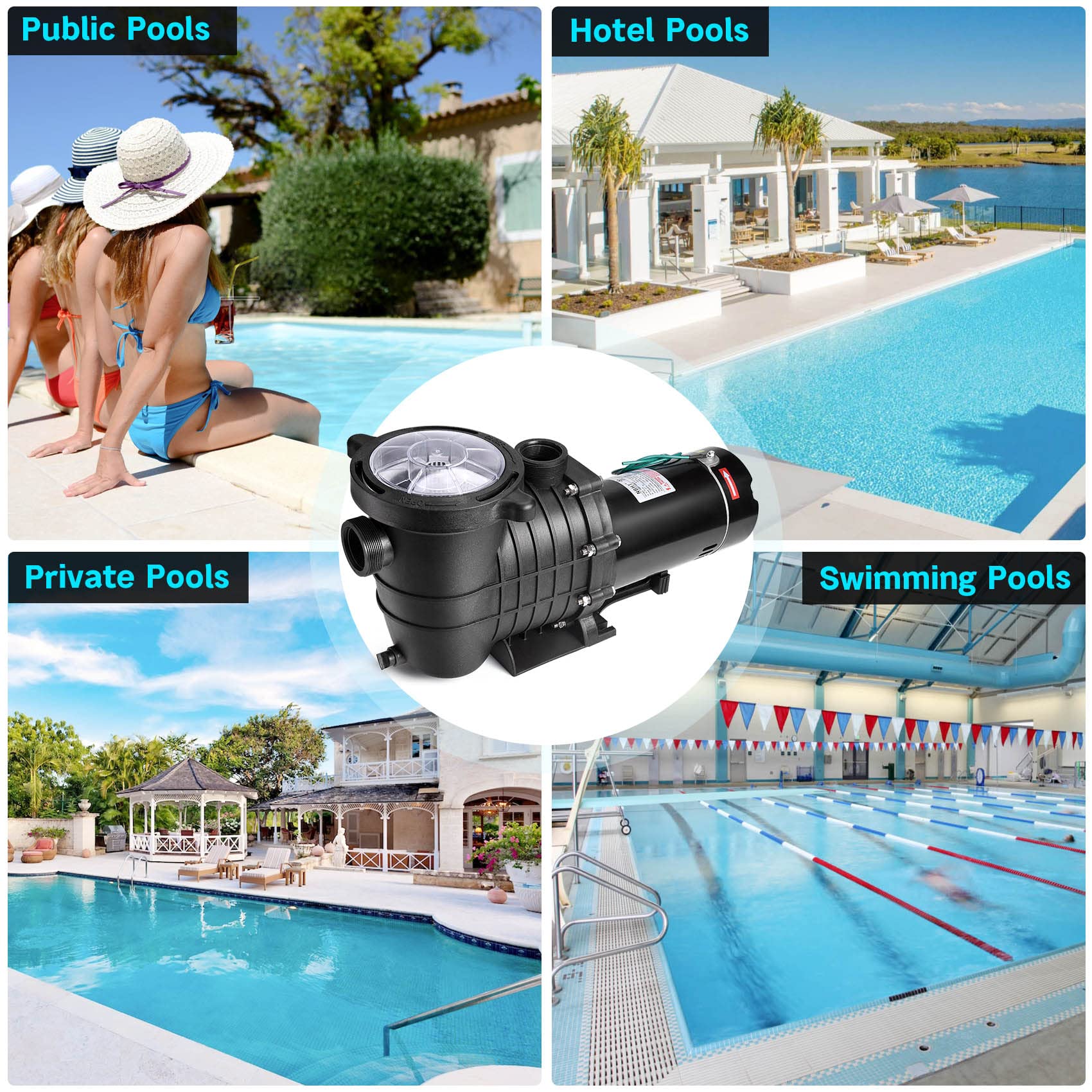 Seeutek 2.5 HP Pool Pump for Above Ground Pool,8880 GPH 1850W Powerful Above Ground Pool Pumps with Strainer Basket.