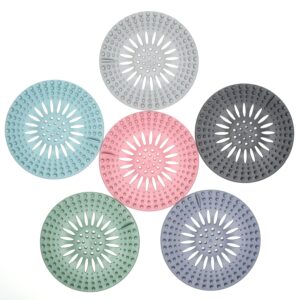 6 pack hair catcher for bathtub and kitchen shower drains hair stopper durable silicone easy to install and clean.