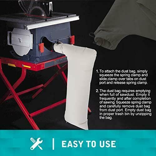 Table Saw Dust Collector Bag (10" Tablesaws with 2.5" Dust Port) Fits Bosch/Dewalt/Makita/Ryobi/Craftsman/Porter Cable/RIGID/Metabo/Kobalt/Skilsaw/Delta/