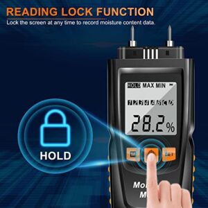 Wood Moisture Meter NICE-POWER Moisture Meter Firewood Pin-Type Humidity Meter Water Leak Mold Detector for Logs Lumber Drywall Building Materials Plaster（Large Screen 8 Modes）