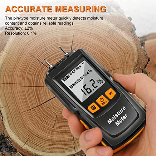 Wood Moisture Meter NICE-POWER Moisture Meter Firewood Pin-Type Humidity Meter Water Leak Mold Detector for Logs Lumber Drywall Building Materials Plaster（Large Screen 8 Modes）