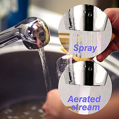 Pull Out Spray Head Bathroom Kitchen Sink Pull-Down Faucet Universal Replacement Part 2 Function Kitchen Sink Faucet Sprayer Head for Bathroom Kitchen Polished Nickel (Plated Nickel)