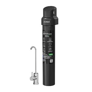 pureal hybrid home ppu-1700d under sink water filter system with faucet, 20k gallons, nsf/ansi 42&372, mineral sediment carbon block kdf polyphosphate filter for scale & lead & chlorine