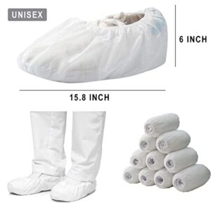 Life-C 100 Pack (50 Pair) Disposable Shoe Cover, White Resistant Boot Covers Non Slip Shoe Booties for Indoors