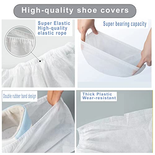 Life-C 100 Pack (50 Pair) Disposable Shoe Cover, White Resistant Boot Covers Non Slip Shoe Booties for Indoors