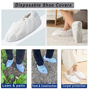 Life-C 100 Pack (50 Pair) Disposable Shoe Cover, White Resistant Boot Covers Non Slip Shoe Booties for Indoors