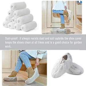 Life-C 100 Pack (50 Pair) Disposable Shoe Cover, White Resistant Boot Covers Non Slip Shoe Booties for Indoors