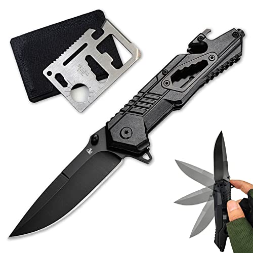 ADSWEER Pocket Knife, Gifts For Men Him Dad Boyfriend, Hunting Survival Folding EDC Knives, Fathers Day Valentines Christmas Birthday Gifts, Knives With Bottle Opener, Credit Card Multitool