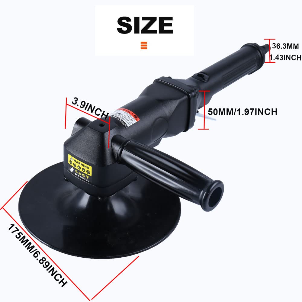 7-Inch Pneumatic Sander Heavy Duty Wet Air Sander/Polisher,Lightweight at 5.47 lbs,Adjustable Speed Up to 4500rpm Pneumatic Polisher Hand Sanding Tool