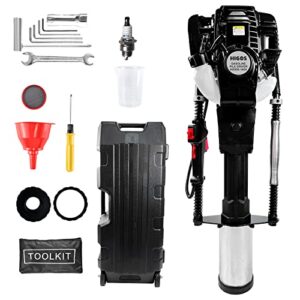 higospro gas powered 4-stroke t post driver hammer drills, 37.7cc gasoline engine pile driver, 8700w air cooling single cylinder, gasoline petrol garden fencing tool machine with 2 post driving head
