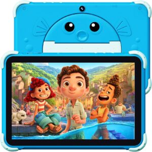 yinoche kids tablet 10.1 inch android toddler tablet for kids children tablets for toddlers with dual camera 2gb 32gb rom 1280x800 hd ips touch screen parental control youtube netflix (ice blue)