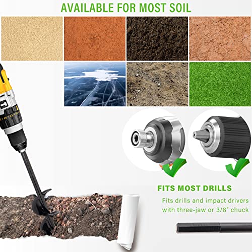 Auger Drill Bit for Planting,3x16in & 1.6x16in Garden Auger Spiral Drill Bit for Planting,Bulb Plant Auger for Cordless Drill,Flowers Planting Auger for Drill Post Hole Digger for 3/8” Hex Drill