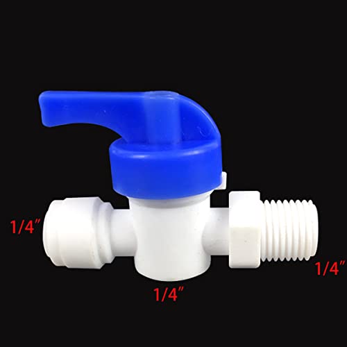 Wesell OD Tube Male Thread Run Quick Connector, 1/4" Shut Off Valve Switch Reverse Osmosis System Water Purifier Fitting,10 Pcs