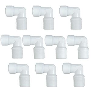 wesell water tube fitting,quick push to connect,thread union 1/4" to 3/8" male,for ro system,filter,drinking,purifier pack of 10（l-type)