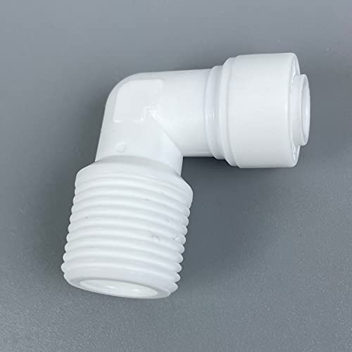 Wesell Water Tube Fitting,Quick Push to Connect,Thread Union 1/4" to 3/8" Male,for RO System,Filter,Drinking,Purifier Pack of 10（L-Type)