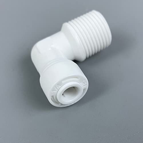 Wesell Water Tube Fitting,Quick Push to Connect,Thread Union 1/4" to 3/8" Male,for RO System,Filter,Drinking,Purifier Pack of 10（L-Type)