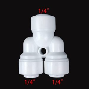 Wesell 1/4'' Quick Connector Hand Valve 1pcs,+Y Type 2pcs,+White Hose Pipe Tube 2 Meters, Flow Restrictor for RO System Water purifiers., Tube 2meter + connector 3pcs