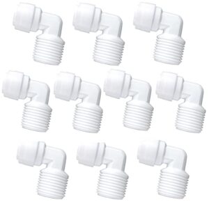 wesell union elbow 3/8" x 1/2"inch male thread quick connect fittings connection parts for water filters/reverse osmosis ro systems(pack of 10)